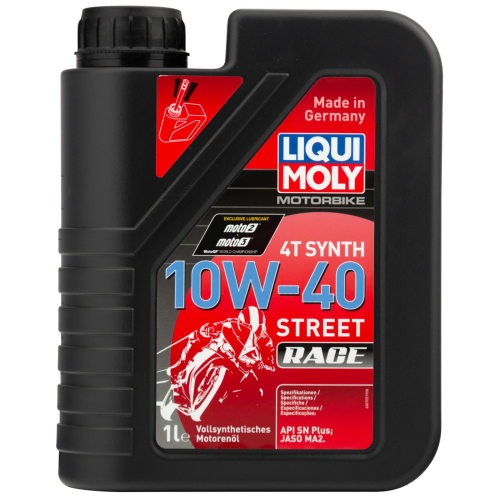 20753 LiquiMoly Синт-ое мот.масло д/4-т.мотоц. Motorbike 4T Synth Street Race 10W-40 SN Plus MA2 (1л) - 1 л