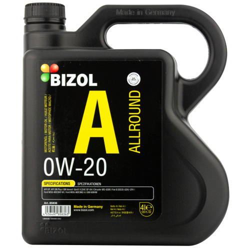 85836 BIZOL НС-синт. мот.масло Allround 0W-20 SP GF-6A (4л) - 4 л