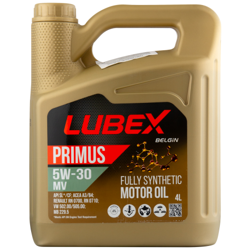 L034-1324-0404 LUBEX Синт-ое мот.масло PRIMUS MV 5W-30 CF/SL A3/B4 (4л) - 4 л
