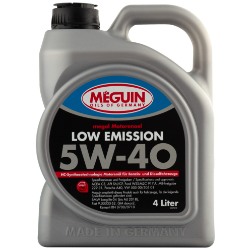 6675 Meguin НС-синт. мот.масло Megol Motorenoel Low Emission 5W-40 CF/SN C3 (4л) - 4 л