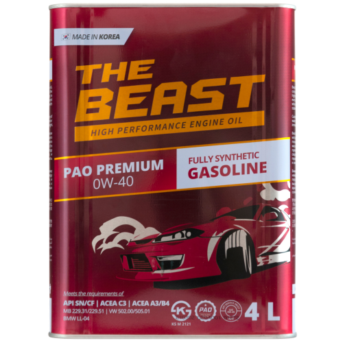 E0111L04U1 THE BEAST Синт-ое мот.масло PAO PREMIUM 0W-40 (4л) - 4 л