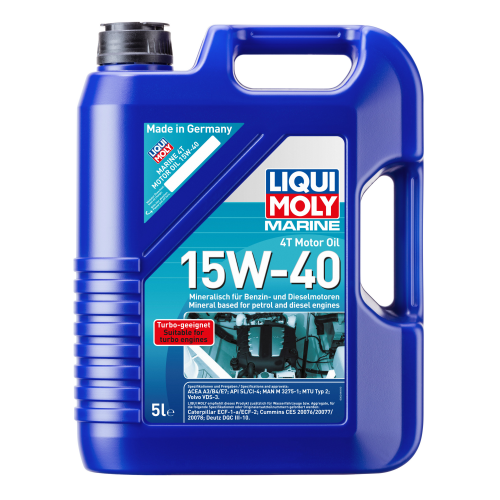 25016 LiquiMoly Мин. мот.масло д/лодок Marine 4T Motor Oil 15W-40 CI-4/SL A3/B4/E7 (5л) - 5 л